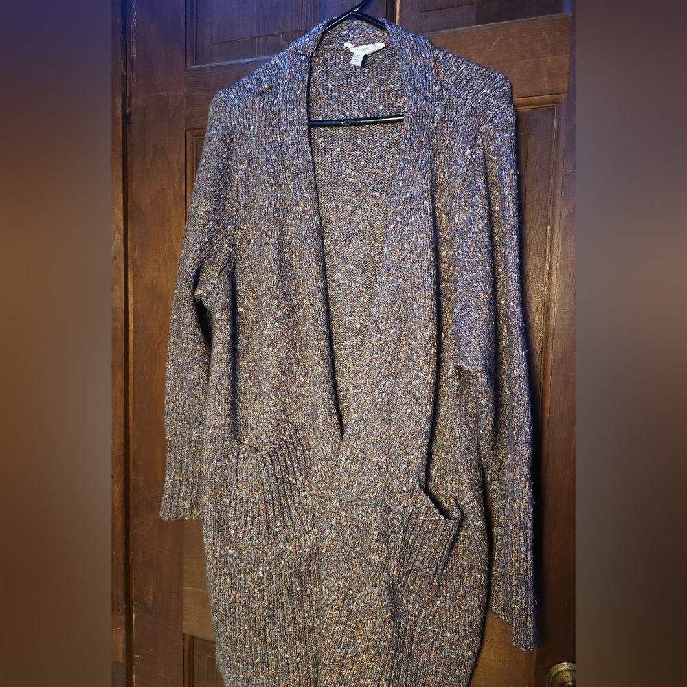 Terra & Sky, Long Open Purple Cardigan.